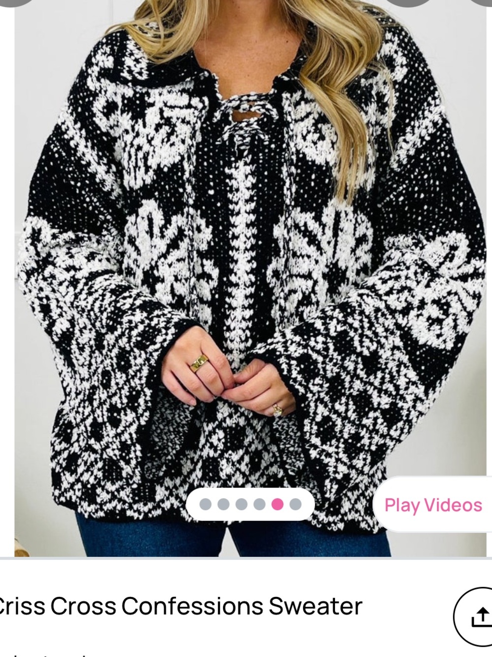 POL Black & White Floral Knit Sweater